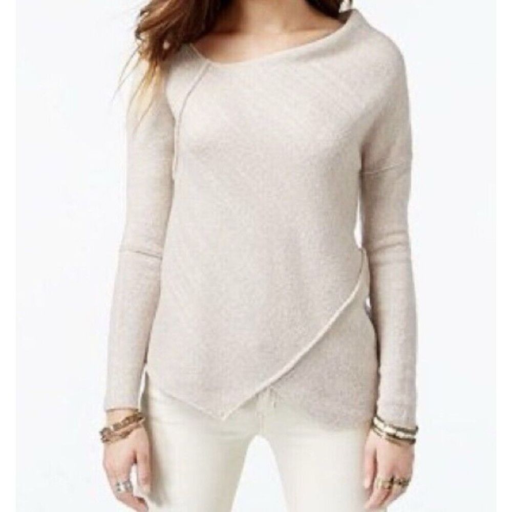 Free People Cream Asymmetrical Sweater